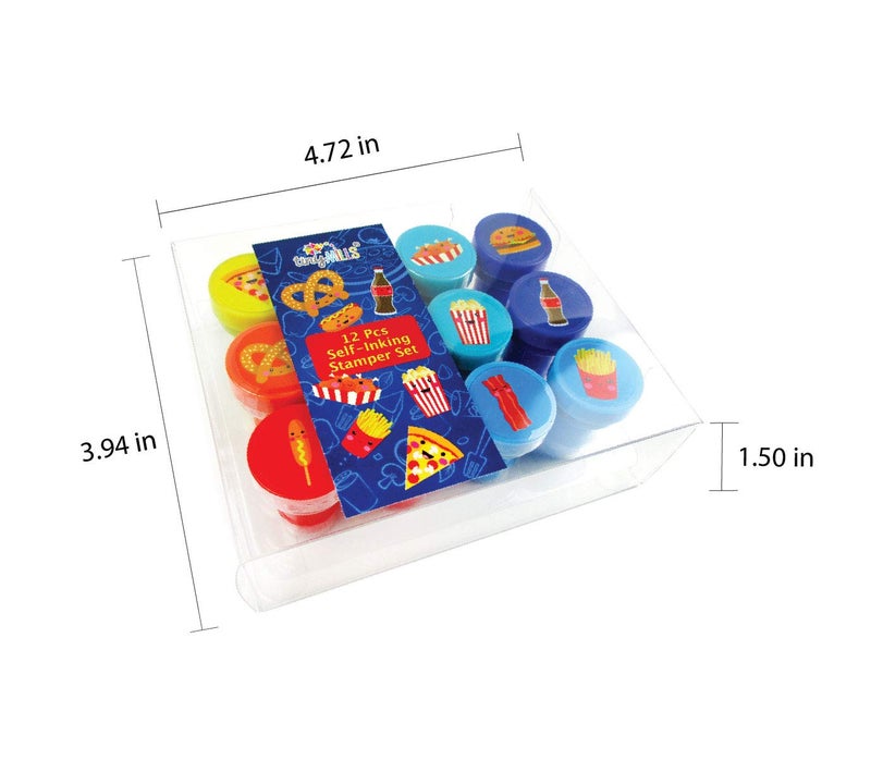 TINYMILLS 12 Pcs Cute Cartoon Food Stamp Kit for Kids Multicolored - Image 3